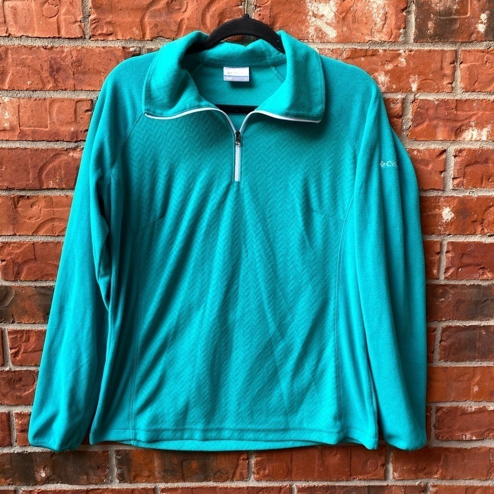 Columbia Womens Large Turquoise Fleece Quarter Zip Sweater